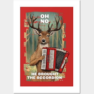 Weird deer playing accordion funny hunting western nature Posters and Art